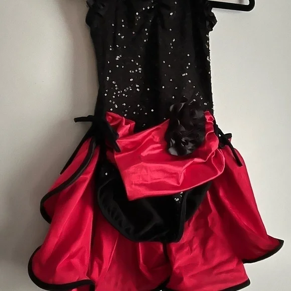Weissman Red Leopard Print Dance Child Costume SC Black Red Sequin - Picture 11 of 14